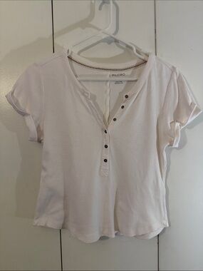 Pilcro cream colored Ribbed Henley Tee